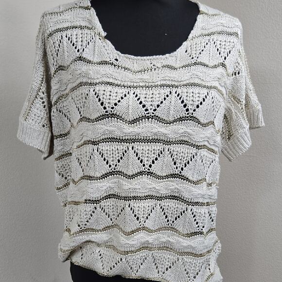 Carducci Open-Knit Short Sleeve Sweater – Size L (NWT) - Picture 1 of 5